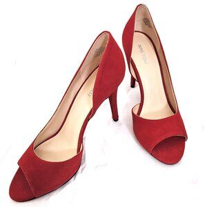 Nine West Red D'Orsay Suede Heels